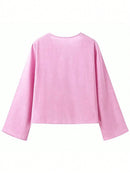 INAWLY Camisa de Verão Casual Feminina de Cor Sólida com Amarração na Frente