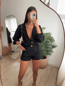 Conjunto Feminino de Linho Elegante - Camisa + Shorts Premium Verão 2024
