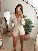Conjunto Feminino de Linho Elegante - Camisa + Shorts Premium Verão 2024