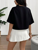 INAWLY Camisa de Verão Casual Feminina de Cor Sólida com Amarração na Frente
