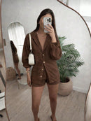 Conjunto Feminino de Linho Elegante - Camisa + Shorts Premium Verão 2024