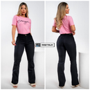 CALÇA JEANS FEMININA FLARE E SKINNY LYCRA JUSTA COS ALTO JUSTA