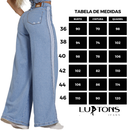 Calça Jeans Feminina Pantalona Feminina Listras Laterais Promoção