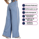 Calça Jeans Feminina Pantalona Feminina Listras Laterais Promoção