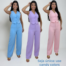 CONJUNTO ALFAIATARIA FEMINIMO COM CALÇA E COLETE RISCA DE GIZ ELEGANTE SOCIAL